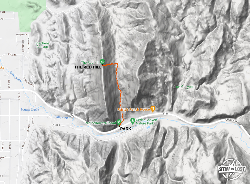 map for The Red Hill via Red Hollow by Stav is Lost