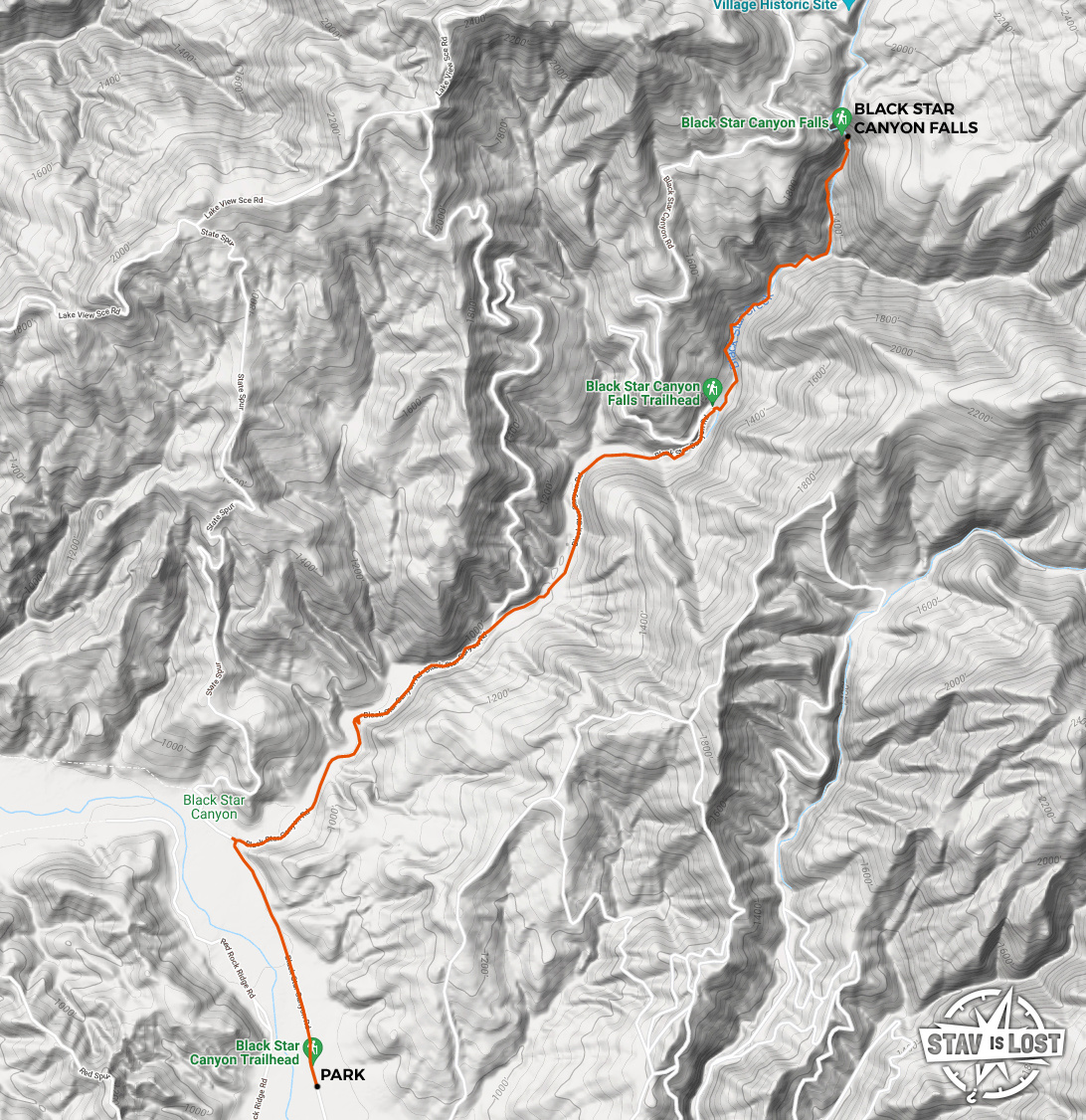 map for Black Star Canyon Falls by Stav is Lost