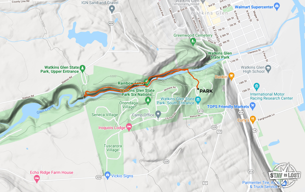 map for Wakins Glen Gorge Trail and Indian Trail Loop by Stav is Lost