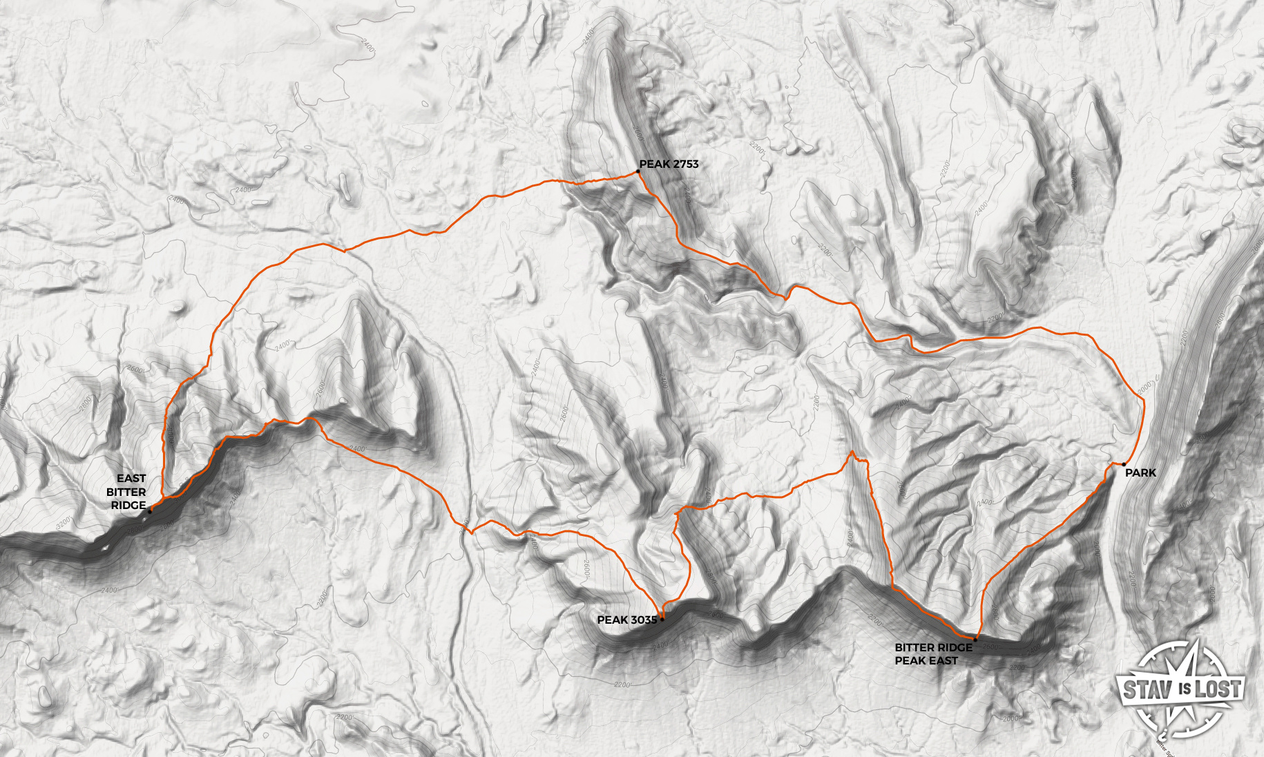 map for East Bitter Ridge Loop by Stav is Lost