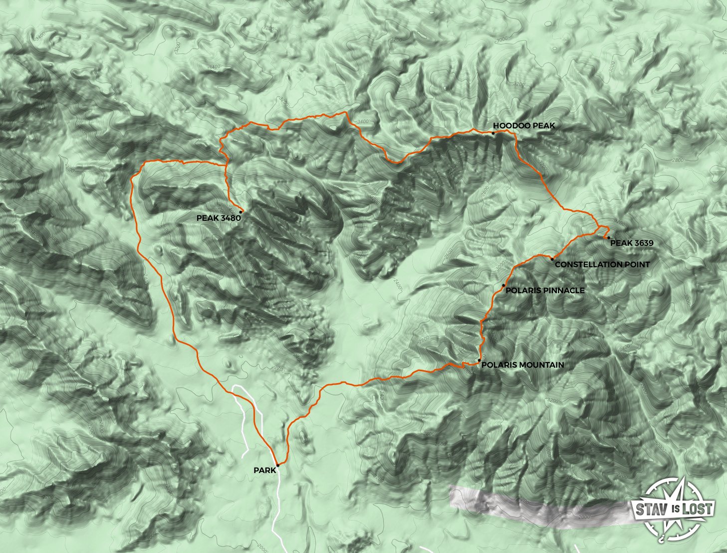 map for Polaris Mountain and Hoodoo Peak Loop by stav is lost