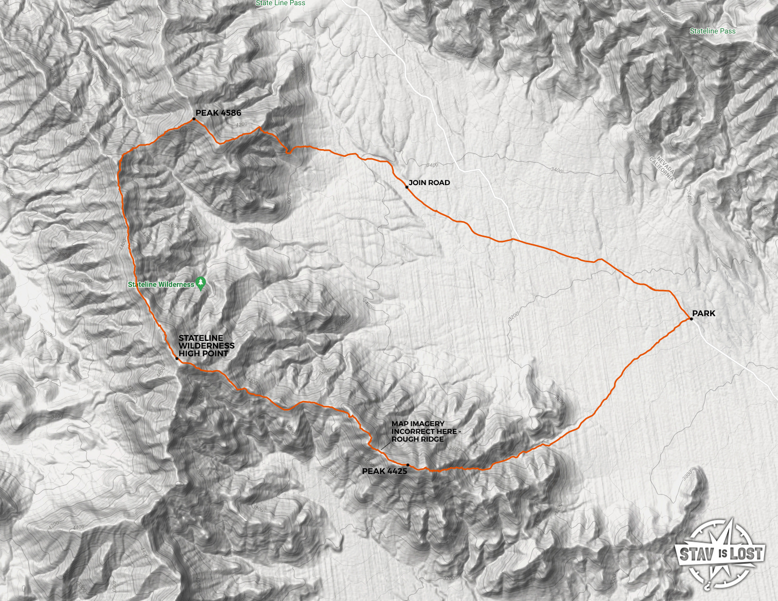 map for Stateline Wilderness Loop by Stav is Lost