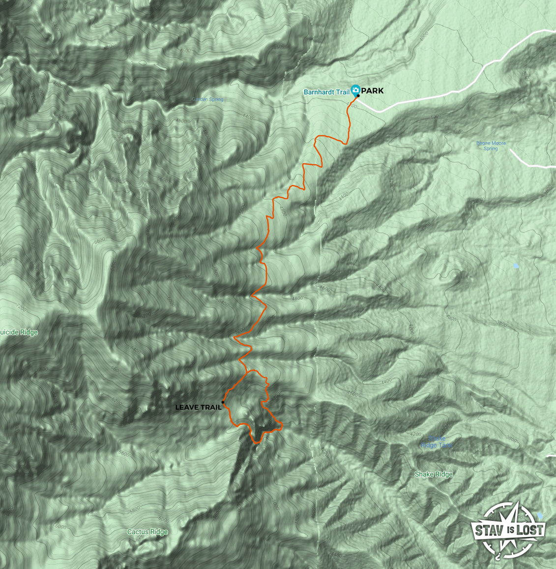 map for Shake Tree Canyon by Stav is Lost