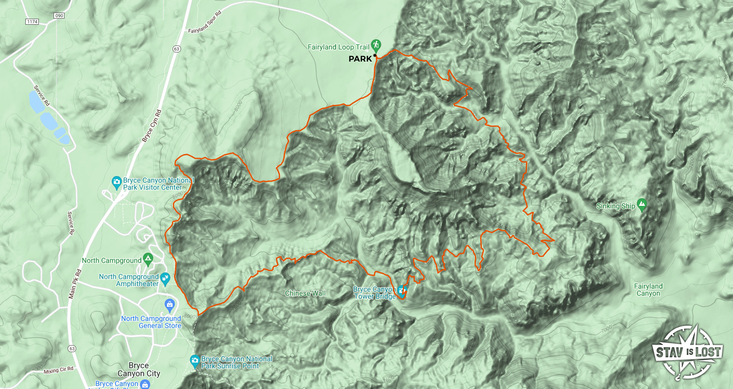 map for Fairyland Loop by Stav is Lost