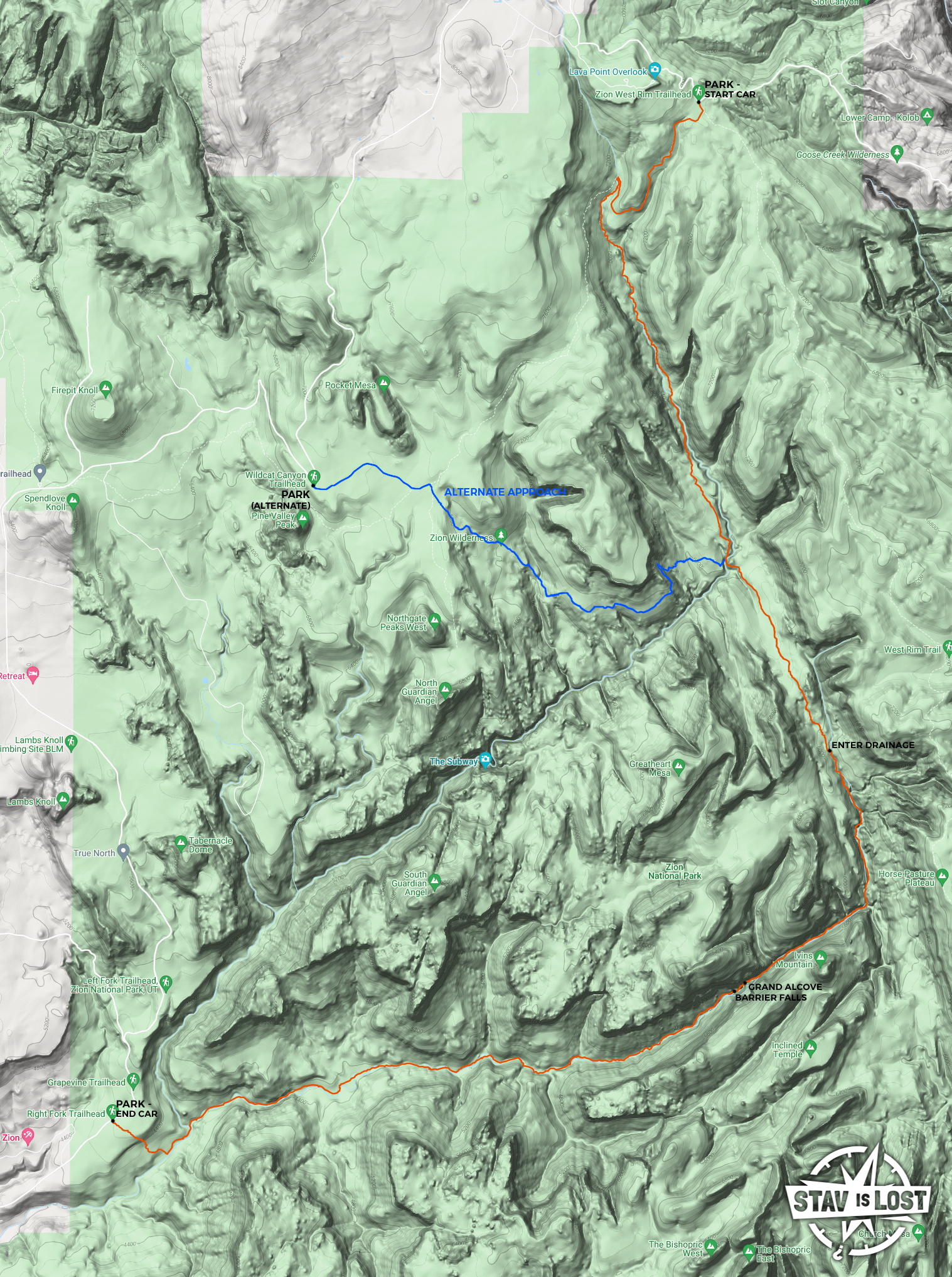 map for Right Fork of North Creek (Direct) by Stav is Lost