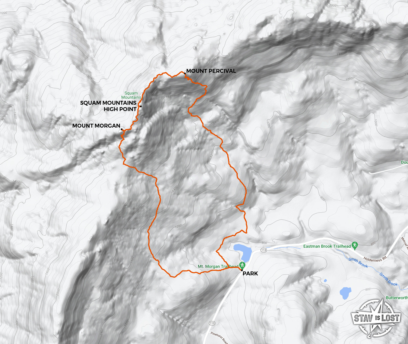 map for Mount Percival and Mount Morgan Loop by Stav is Lost