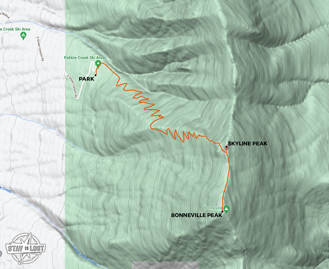 map for Bonneville Peak by Stav is Lost