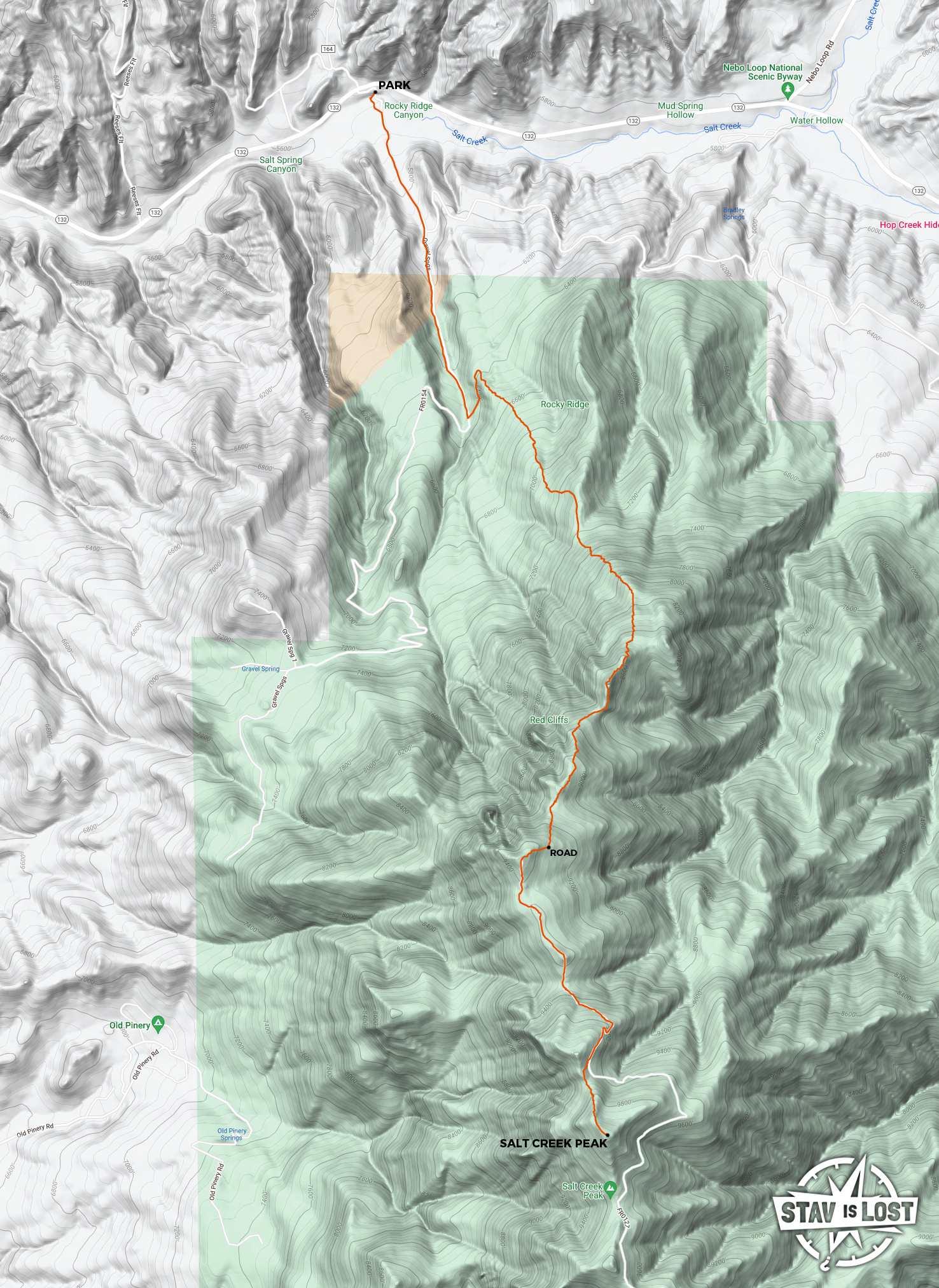 map for Salt Creek Peak by Stav is Lost