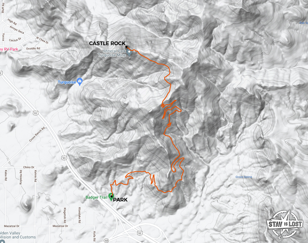 map for Castle Rock via Badger Trail by Stav is Lost