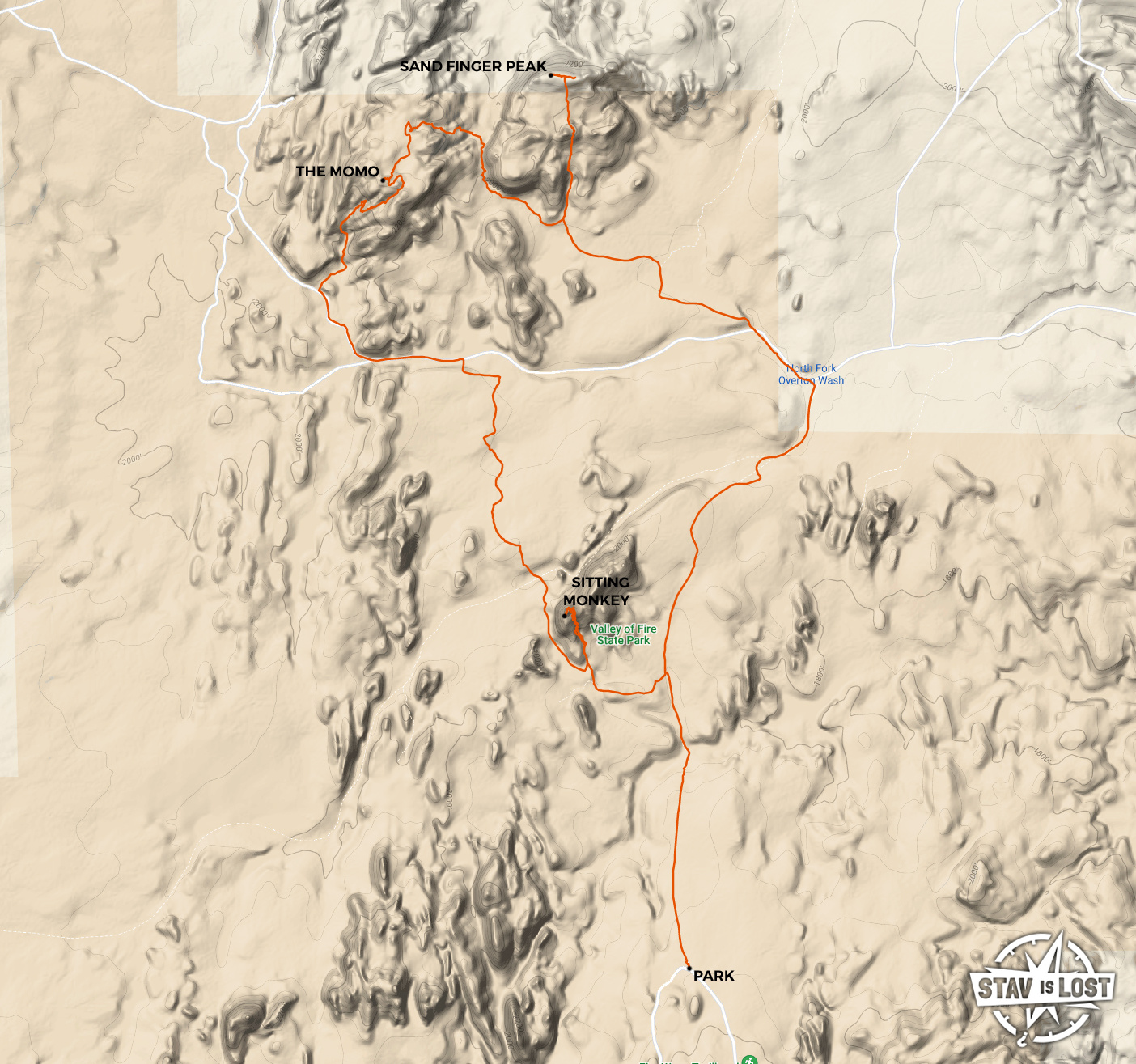 map for Sitting Monkey and Northern Valley of Fire by stav is lost