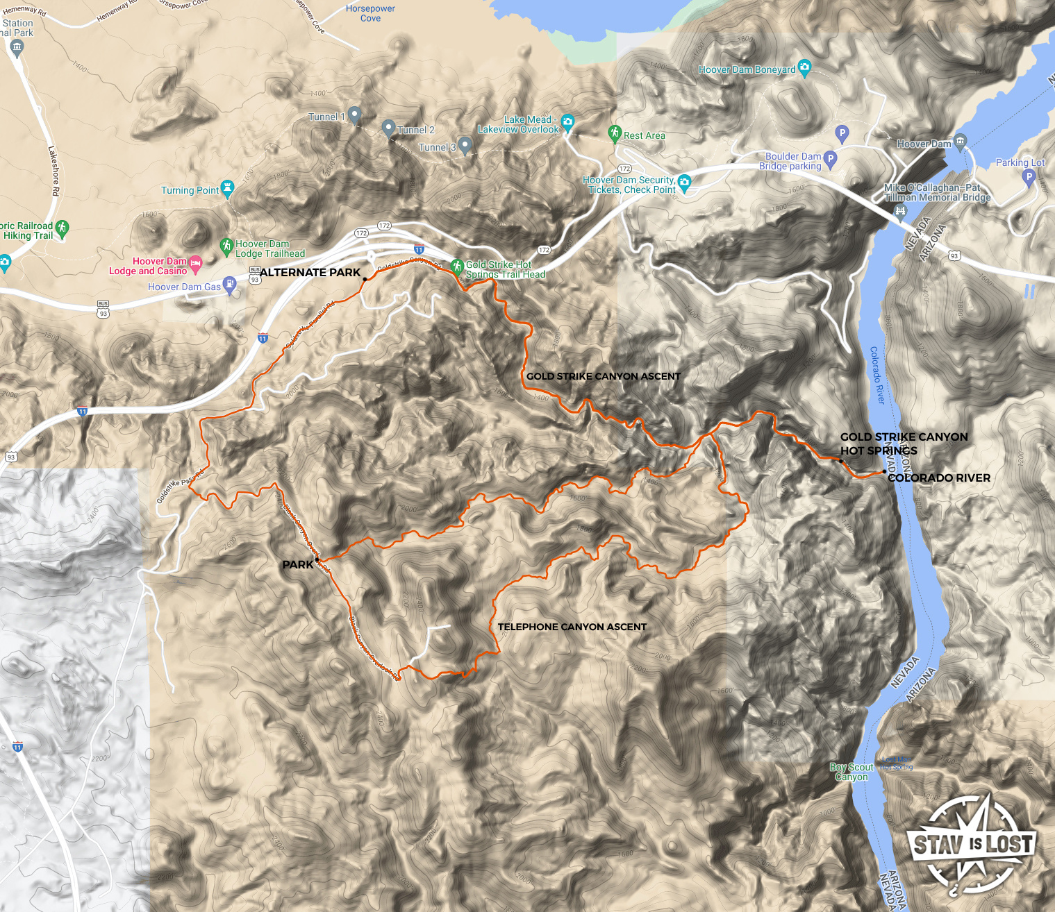 map for Motorcycle and Telephone Canyons Loop by Stav is Lost