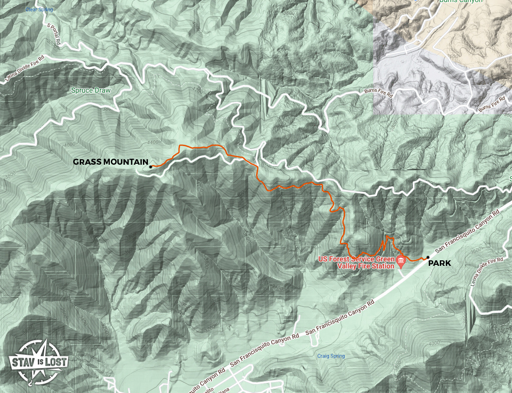 map for Grass Mountain via Pacific Crest Trail by Stav is Lost