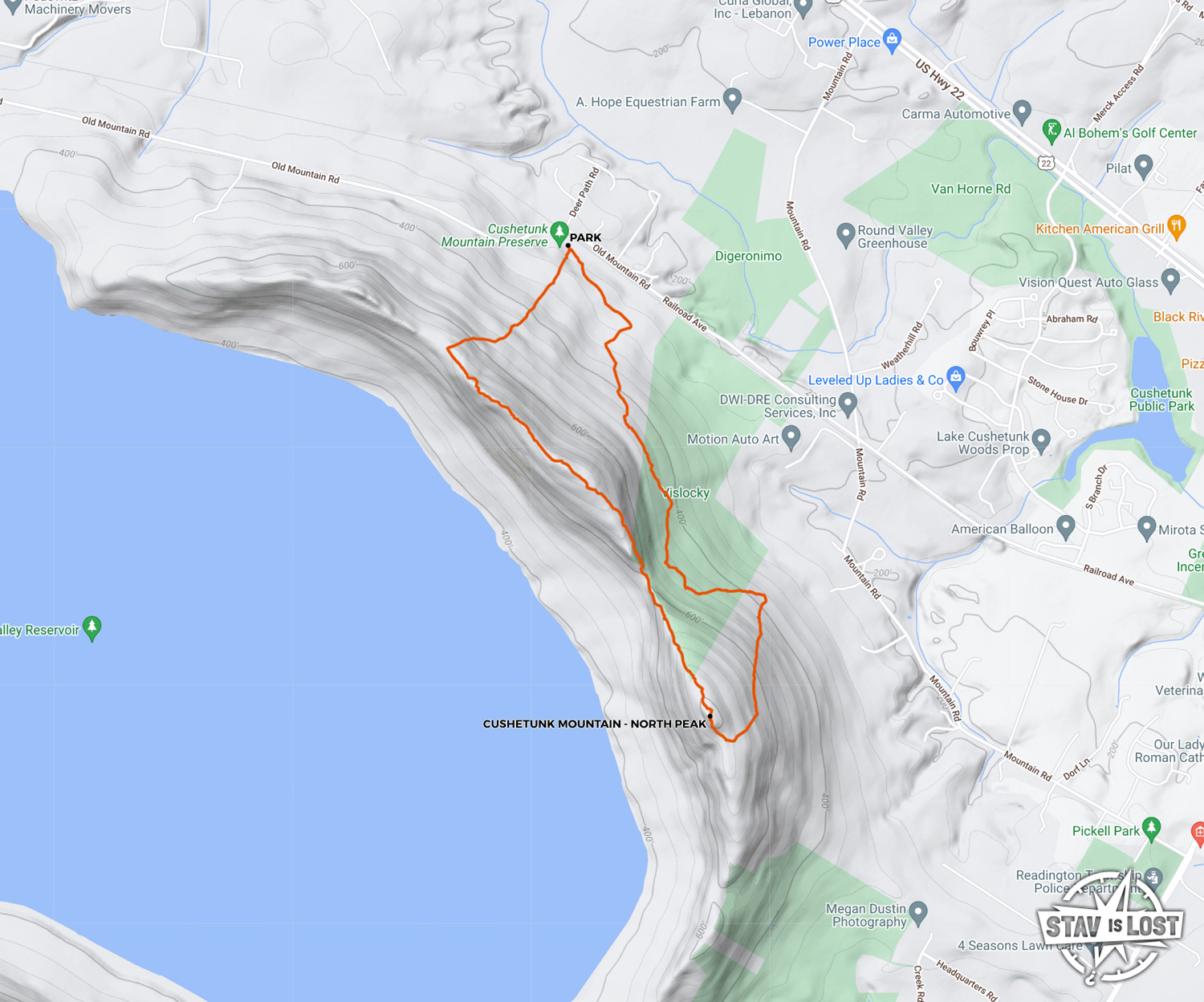 map for Cushetunk Mountain Loop by Stav is Lost