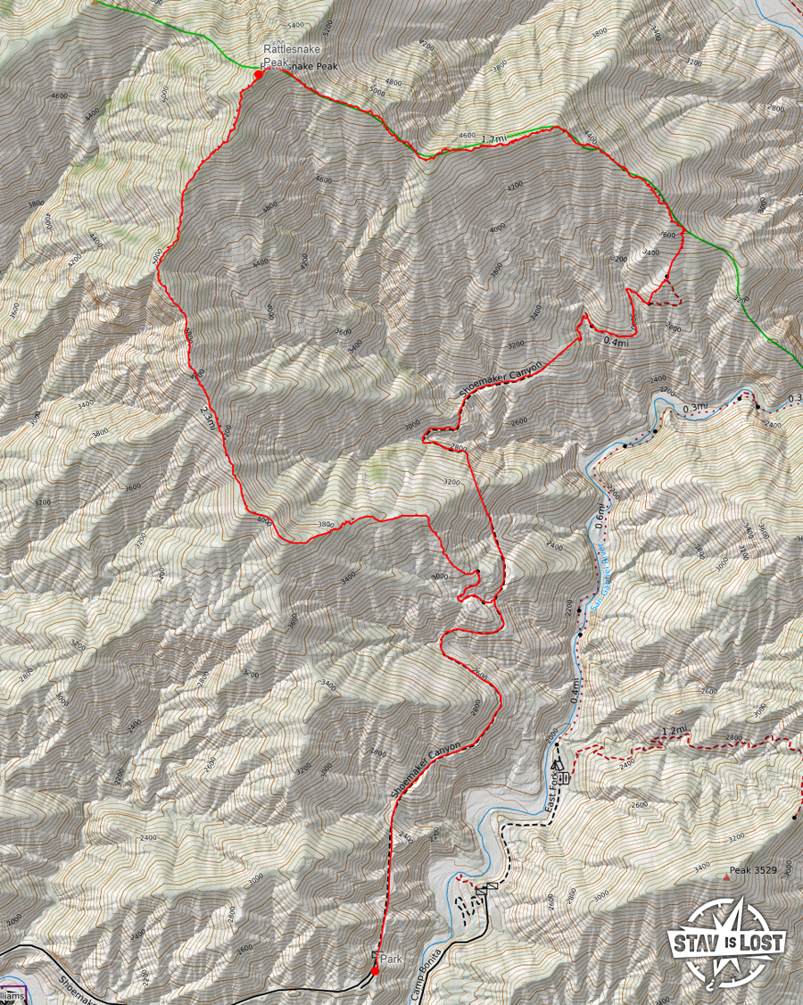 map for Rattlesnake Peak by Stav is Lost
