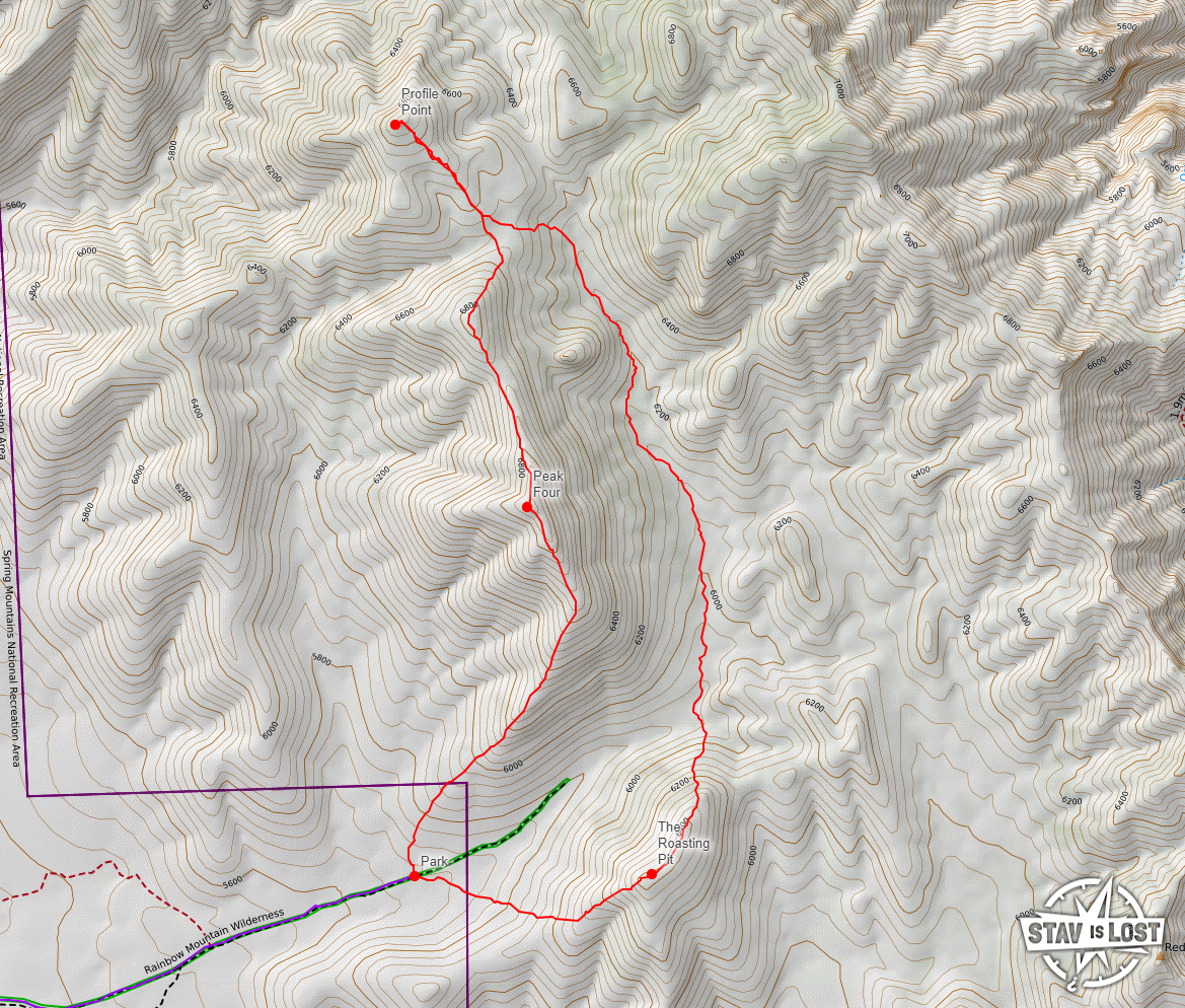 map for Rainbow Mountain Wilderness High Peaks by Stav is Lost