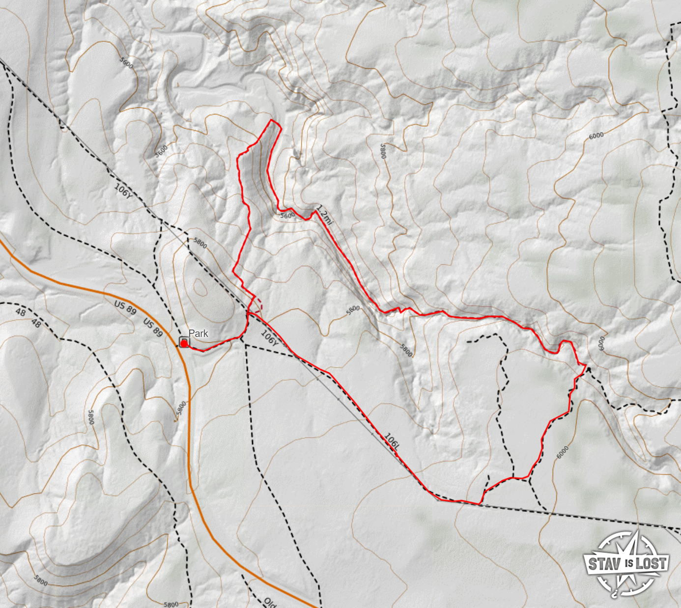 map for Diana’s Throne Canyon by Stav is Lost