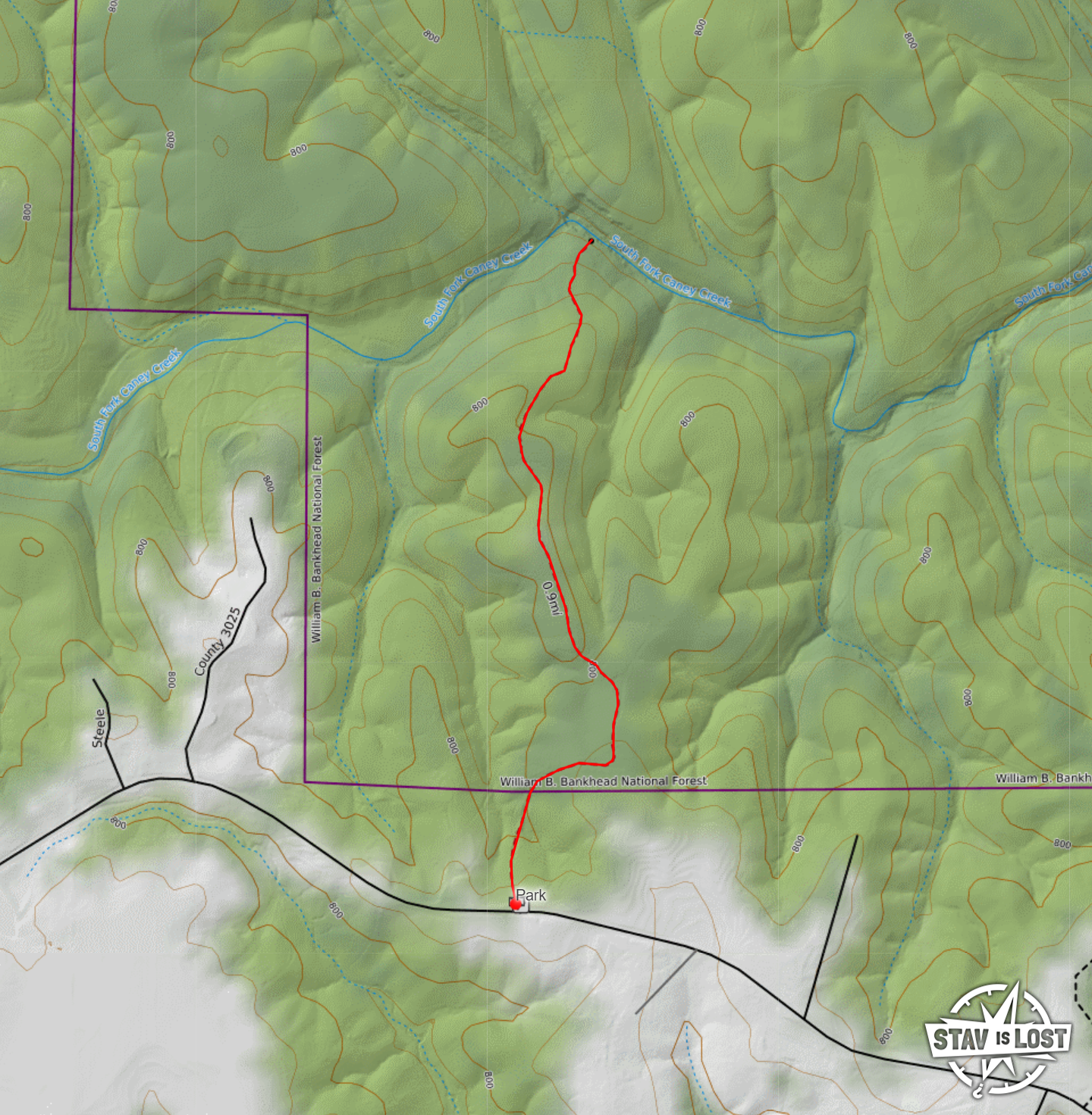 map for Caney Creek Falls by Stav is Lost