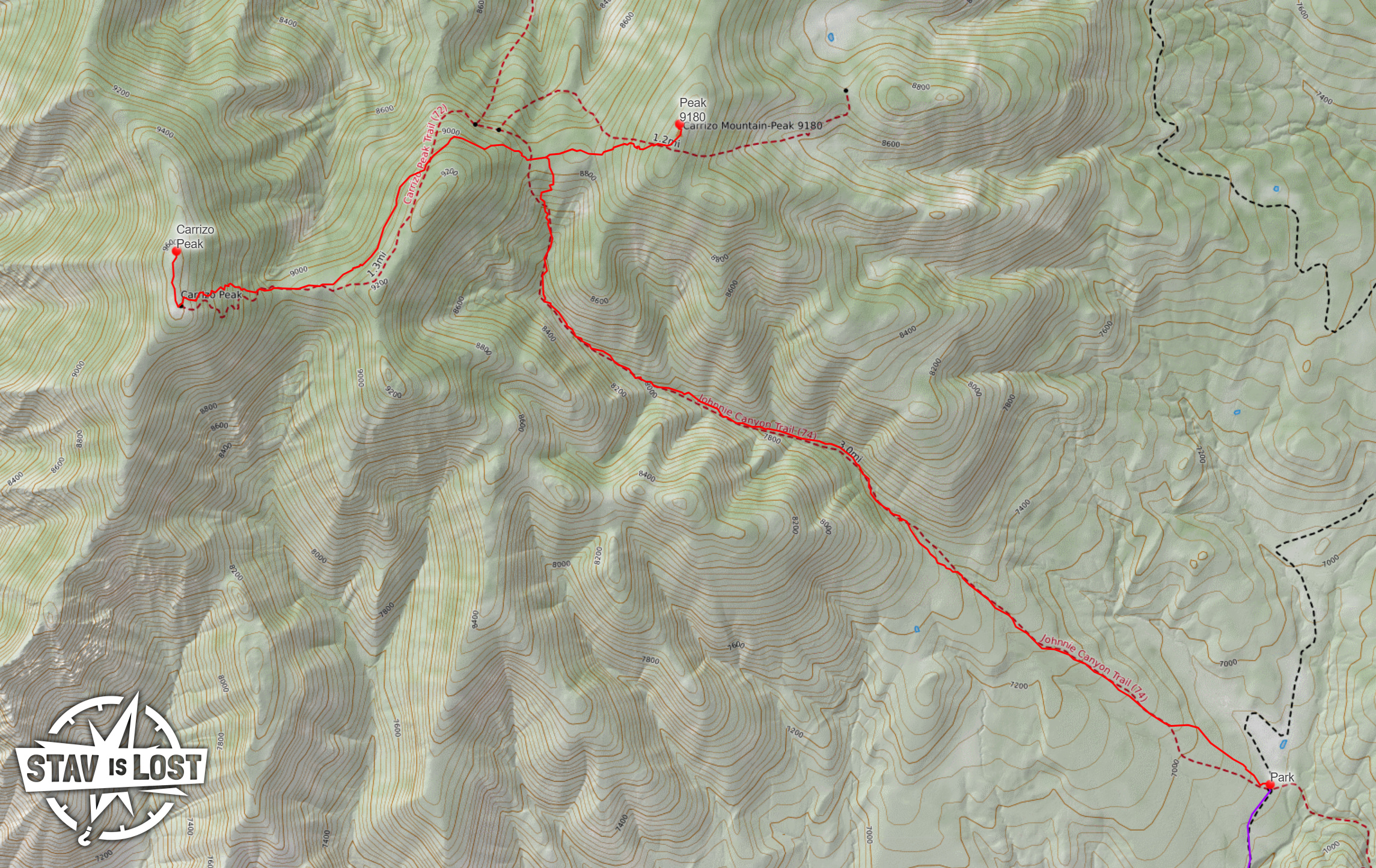 map for Carrizo Peak by Stav is Lost