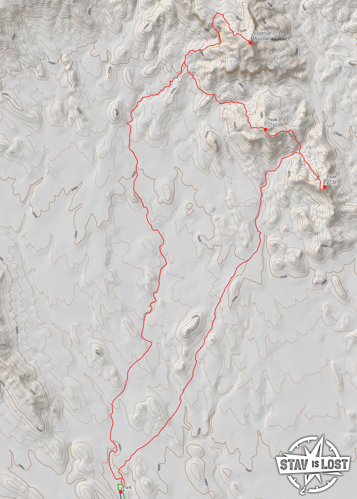 map for Sugarloaf Mountain and Hummingbird Springs Wilderness by Stav is Lost