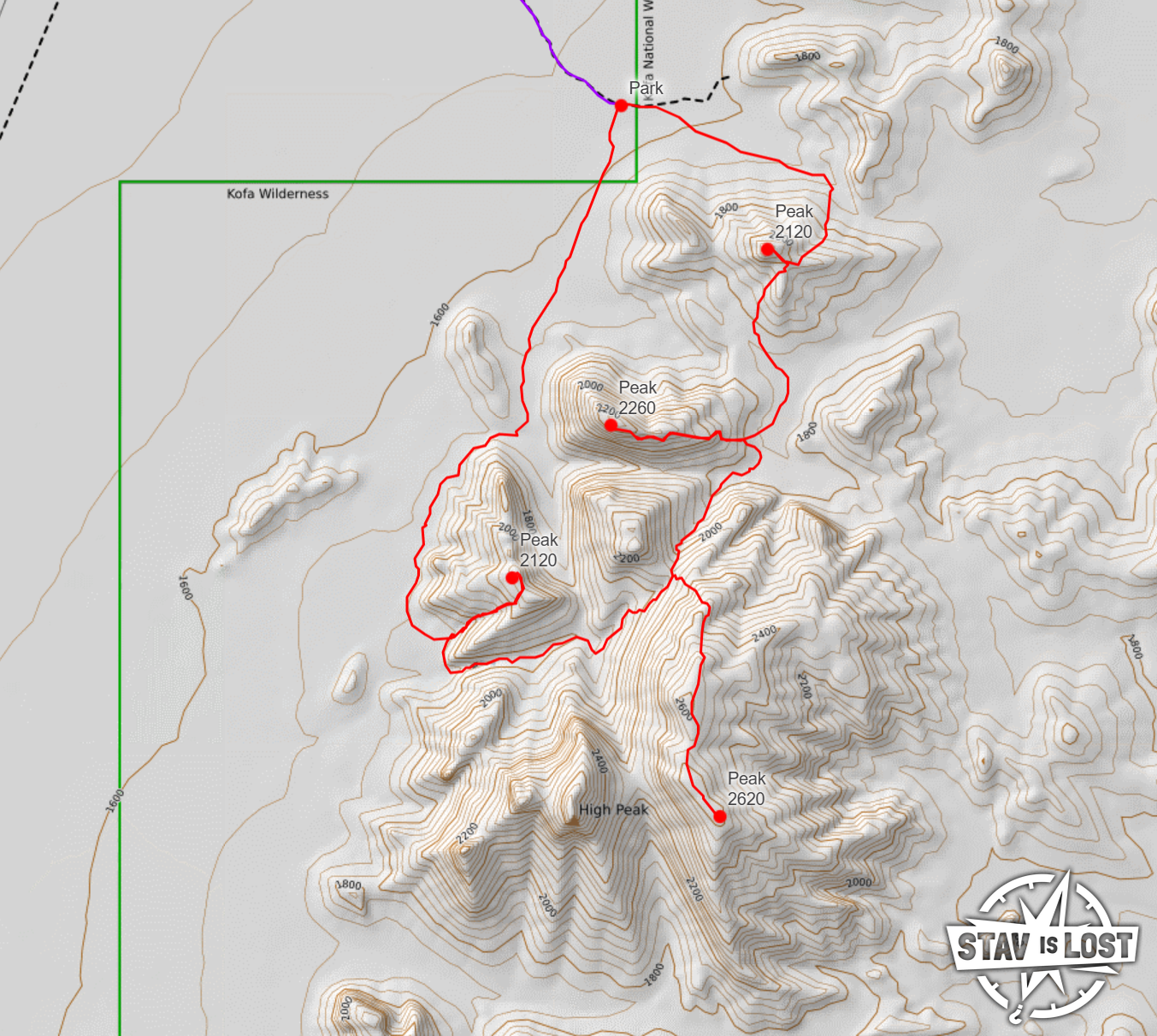 map for Hidden Valley Tanks Peaks by Stav is Lost