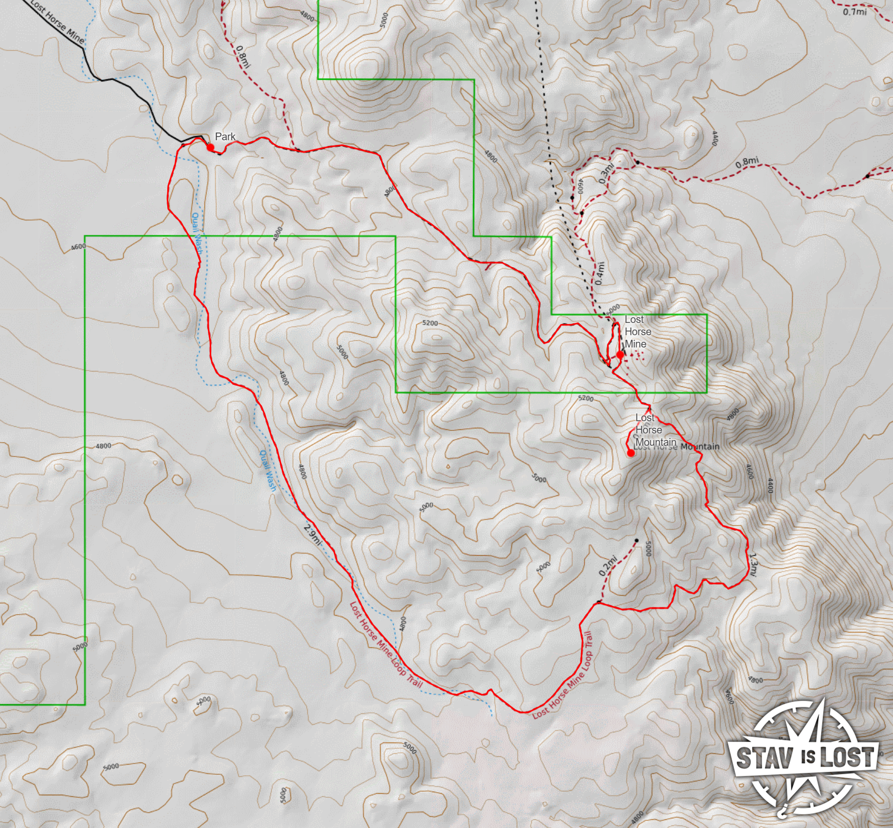 map for Lost Horse Mine Loop by Stav is Lost