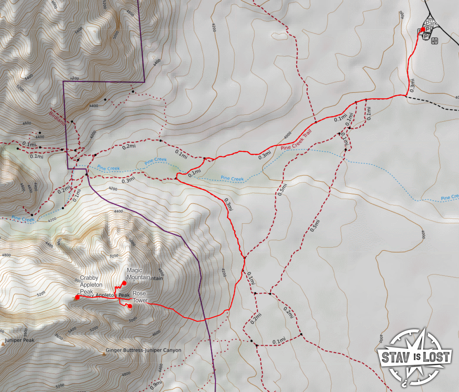map for Magic Mountain and Crabby Appleton Peak by Stav is Lost