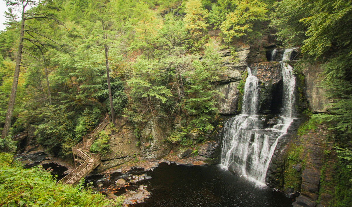 Hiking Bushkill Falls via Bridal Falls Loop in Bushkill Falls, Pennsylvania